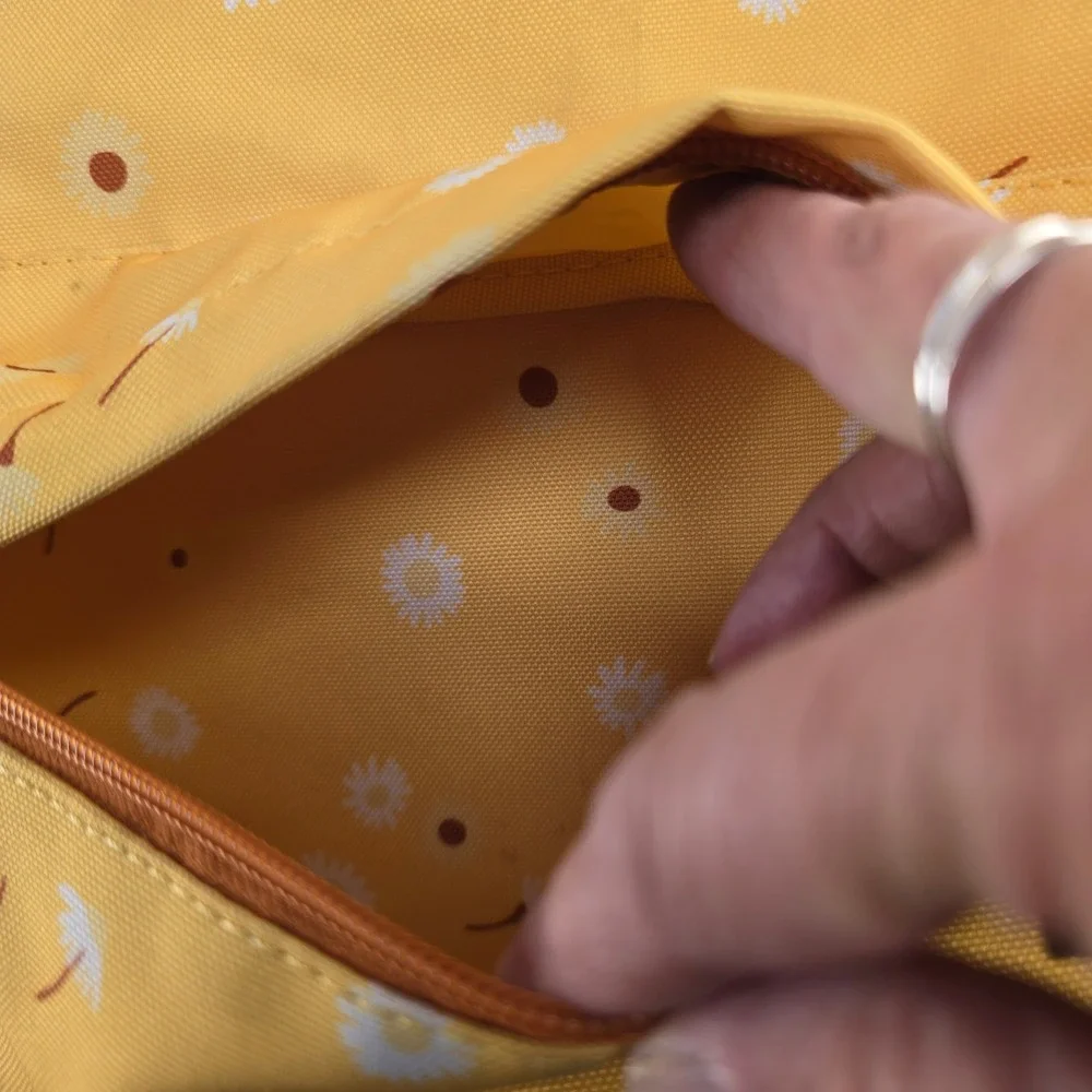 Yellow Daisy Floral Bee A Good Friend Canvas Backpack School Travel Bag